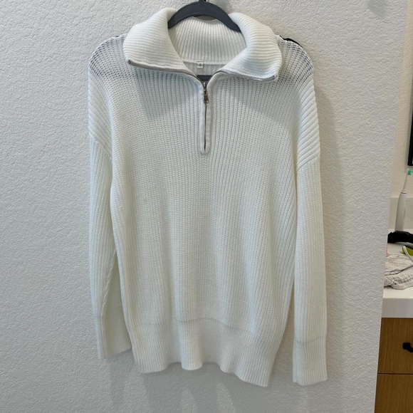White Half-Zip Men's Sweater - Picture 1 of 3